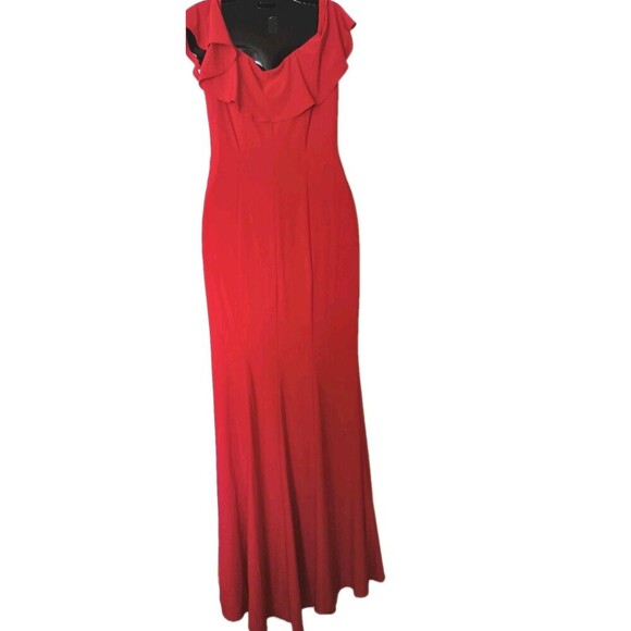 Studio 17 Formal Evening  Dress Size 4 Red Off Shoulder Tulip Skirt Style 12727 - Picture 8 of 10
